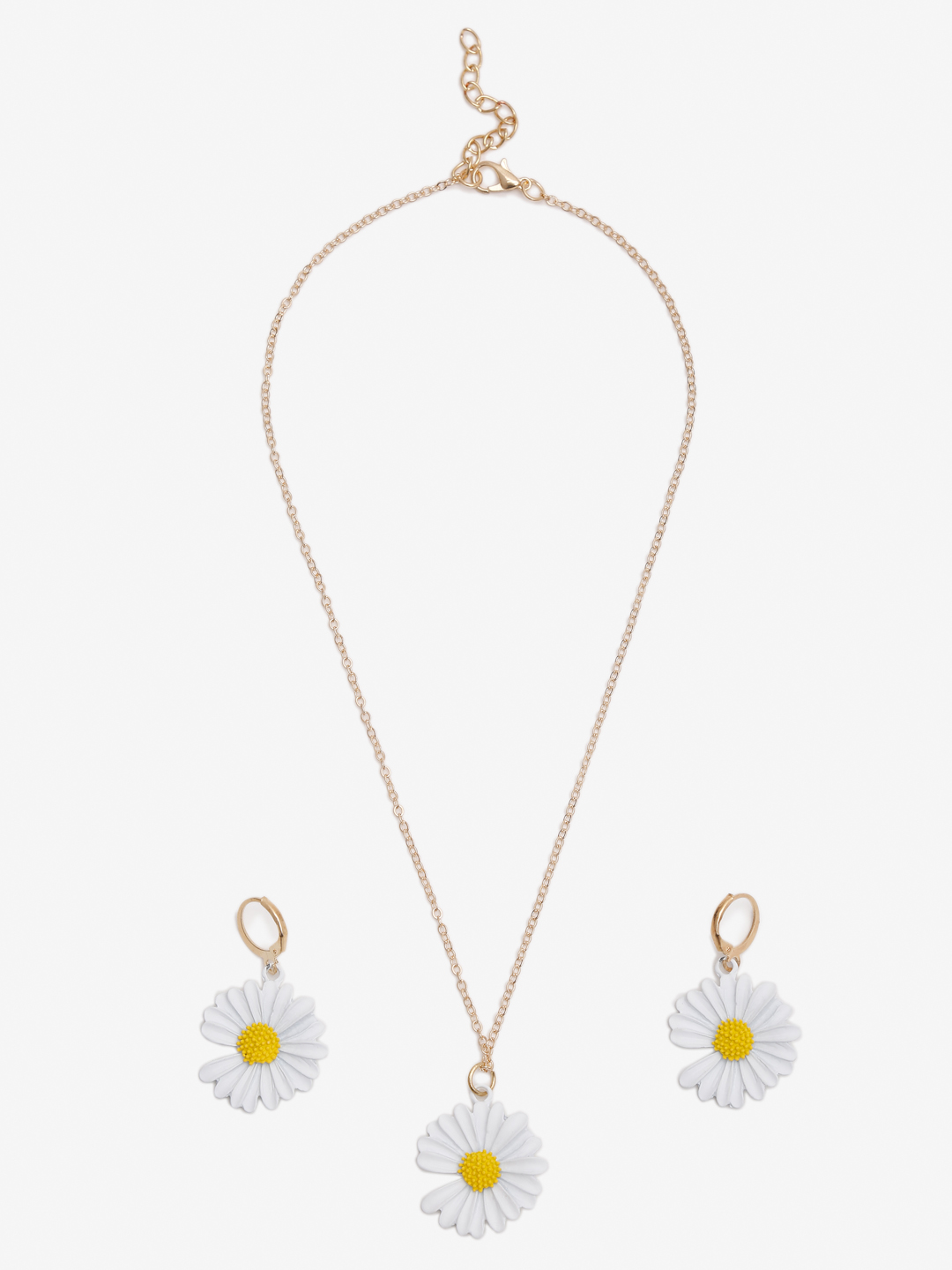 YouBella Gold-Plated & White Floral-Shaped Jewellery Set